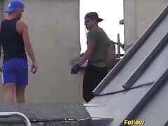 Amateur gay couple rooftop sex in Paris