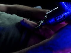 Straight guy cum using massage tool