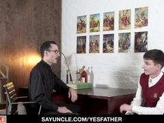 Suspended Priest Barebacks Nubile With Internal ejaculation