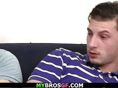 Girl caught her boyfiend riding gay cock