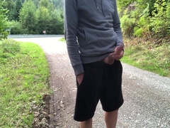 Guy Jerks Off Near The Road And Cums Hard