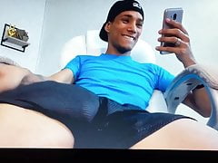 Young Latino shows off his huge hung hard cock