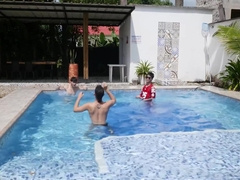 Cock Crazed Bottom Boy Dylan Malik Takes 2 Big Bare Dicks Poolside