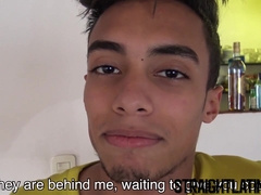 Lovely Latino twunk barebacked and facialized in three way