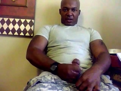 Beefy Black Soldier Jerks Off & Cums 2