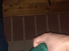 playing with my hard cock thru shorts
