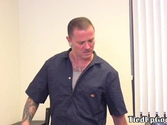 SADISM & MASOCHISM hairy man smacks and whips slave in his office