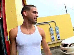 Two inexperienced men penetrating in public