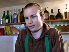 Long-haired dude worships cock to earn money