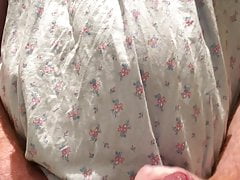 Wanking off in panties and dresses