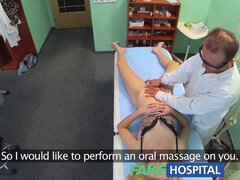 Skinny blonde's first orgasm with fakehospital oral massage
