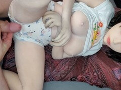 Asiático, Corrida, Muñeca, Japonés, Desnudo, Bragas, Coño