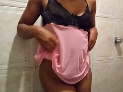 Sexy little dancer playing with my dildo