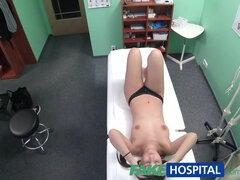 Watch this hot student with black hair beg for a hard dick in her fakehospital exam
