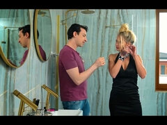 Schönheit, Blondine, Paar, Hd, Reif, Schreiend, Strümpfe, Titten