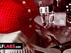 Mylf Sex robot Sarah Taylor gets her big ass and tight pussy dominated by a hard cock in the kitchen