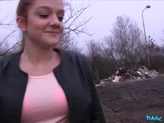 Leie, Blasen, Auto, Europäisch, Geld, Im freien, Pov, Rotschopf