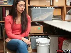 Splattered brazilian teen thief sucks and fucks to go free-for-all