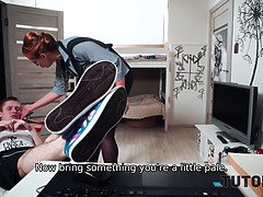 エロ熟女, 祖父, ヒール, 熟年, 淫乱熟女, 赤毛, ティーン