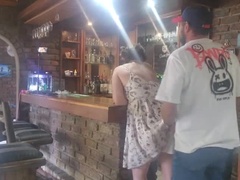 This barmaid is a cheating spunk whore: I nailed her on the counter