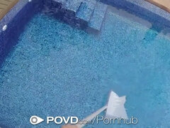 Lexi Dona gets wild with her man by the pool in HD POVD