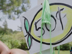 Lemonade stand with a big jugs mommy