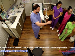 Nurse Lenna Lux, Angelica Cruz and Raines check each other out