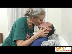 Grey hair older grannie boning