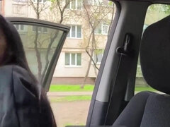 Stepson cheats on wife with a hot babe in public, ending in a wild lesbian massage