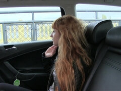 Shy Redhead in Taxi Gives Cabbie Blowjob And A Good Fuck p1 - Liza Horticu