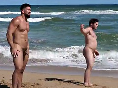 Strand, Grote lul, Pijpbeurt, Homo, Masturbatie, Spier, Buiten