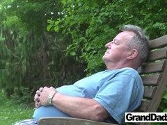 Granddadz makes his young assistant Ava Black cum with his pigtails and HD camera