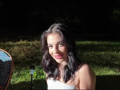 Grote lul, Bruinharig, Europees, Vriendin, Hd, Gezichtspunt, Tiener, Tieten likken