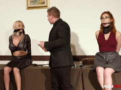 Blondine, Schwanz, Europäisch, Frau frau mann, Milf, Rotschopf, Gefesselt, Titten