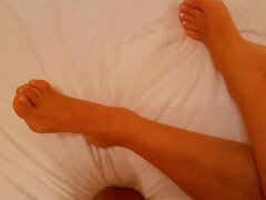 Éjaculation interne, Pieds, Petite femme, Chatte, Jarretelles