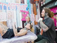 Tattooed Couple Foursome - Big Cock Fuck with Merry Gets Inked