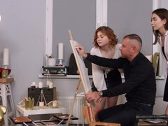 Artsy cunts Vivian Grace and Rebeca Fox take a thick dick