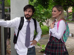 Bus, Kondom, Natürlichen titten, Muschi, Schulmädchen, Rock, Jungendliche (18+), Uniform