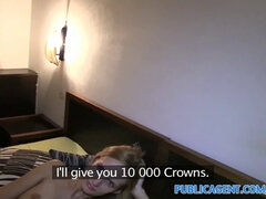 Blonde amateur gets pounded in a hotel room for cash in POV homemade video