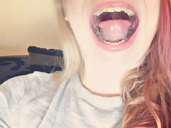 Blonde shows her mouth