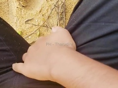 Amateur, Petit ami, Couple, Indienne, Nue, De plein air, Public, Chatte