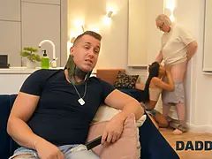 Zwart, Bruinharig, Bedriegen, Daddy, Vriendin, Hd, Schreeuwen, Tieten likken