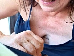 Getting a foot job and a blow job from my girlfriend outdoors