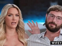 Hot Blonde Wife Savvy Suxx Sucks and Rides Big Cock in Front of Her Man