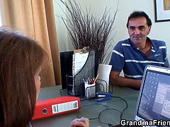 熟年, 3p男男女, 母, オフィス, オマンコ, 現実, 三人