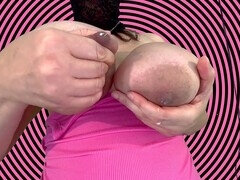 Solo action with Veevee Vixen enjoying her big natural tits and lactating