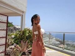 アジア人, お尻, フェラチオ, 茶髪の, バック, ヌード, 小柄, 奇妙