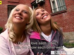 Candy Caine and two Russian blondes share a hot POV dildo session
