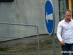 Chubby granny picks up young cock at MatureVan