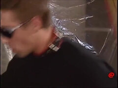 leather fuck, 2 guys, one gf